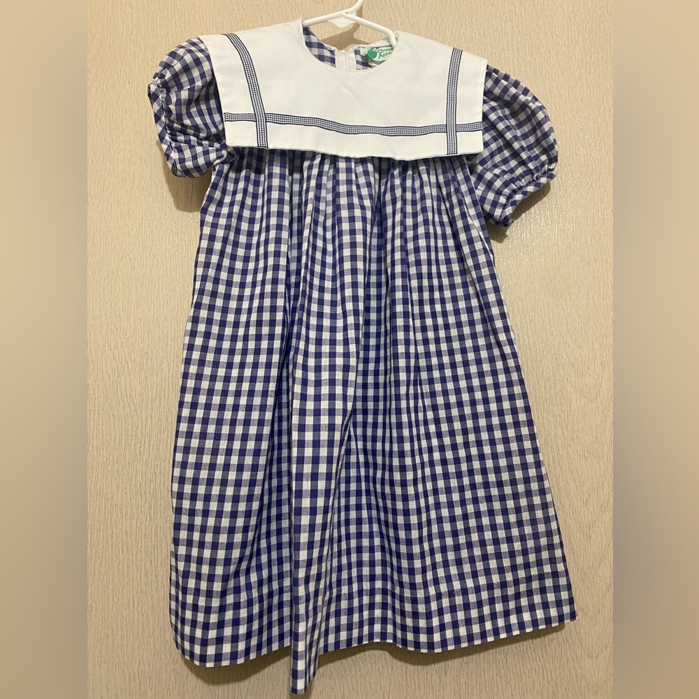 Vintage Gingham Smock Dress - Green Apple - Size 3T